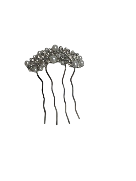 DANA - Haarfantasie - speld met 4 pinnen 4 grote parels en 12 kleine parels - peigne crystal
