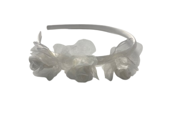 DANA - Haarfantasie - Diadeem Wit met 3 witte bloemen