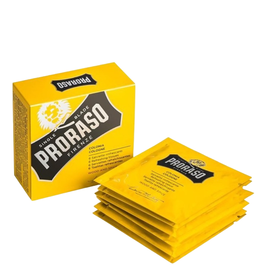 *** PRORASO Verfrissingsdoekjes Wood & Spice 6 stuks