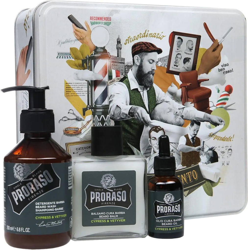 *** PRORASO Baardverzorgingsset CYPRESS & VETYVER