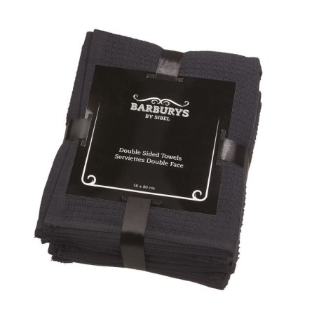 *** BARBURYS Handdoek - Dubbelzijdig Katoen 50x80 cm 6 st Zwart