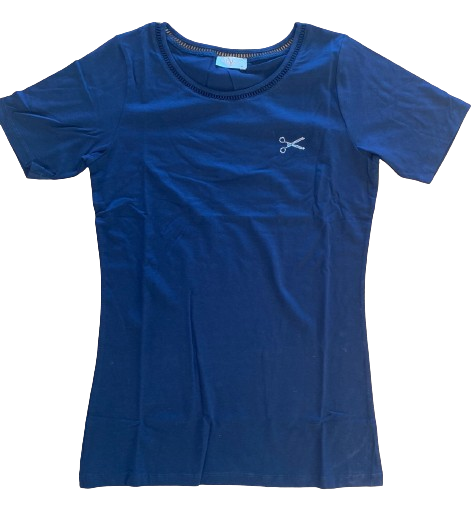 T-Shirt Marineblauw / fantasie hals