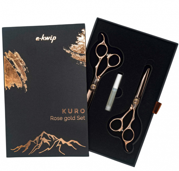 E-KWIP Scharenset Kuro Rose Gold Set - Knipschaar + Effileerschaar 5,5''