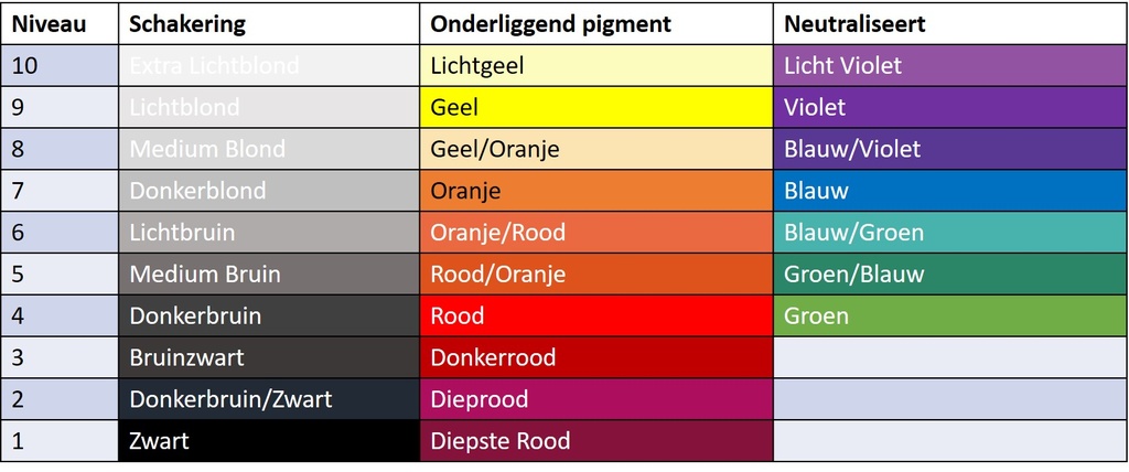 REF Info - Kleurenwiel Onderliggende pigmenten A6