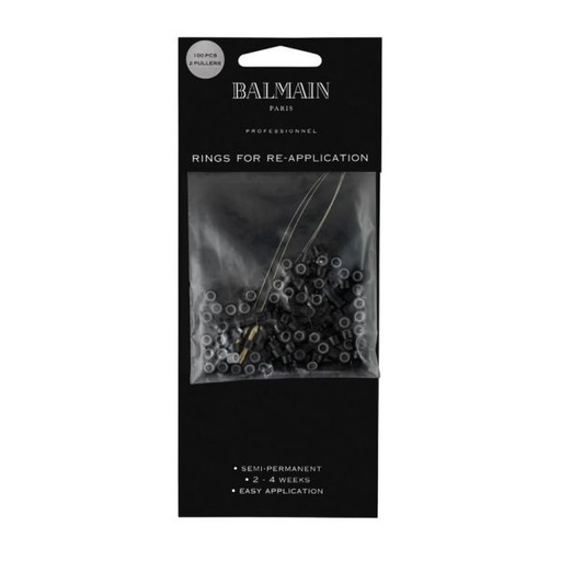 [011211035003] *** BALMAIN - Accessoire - 100 Black Micro Rings + 2 Pullers