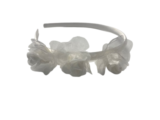 [2116660725] DANA - Haarfantasie - Diadeem Wit met 3 witte bloemen