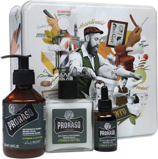 [2116661091] *** PRORASO Baardverzorgingsset CYPRESS & VETYVER